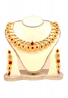 Golden Platted Necklace set for Party 