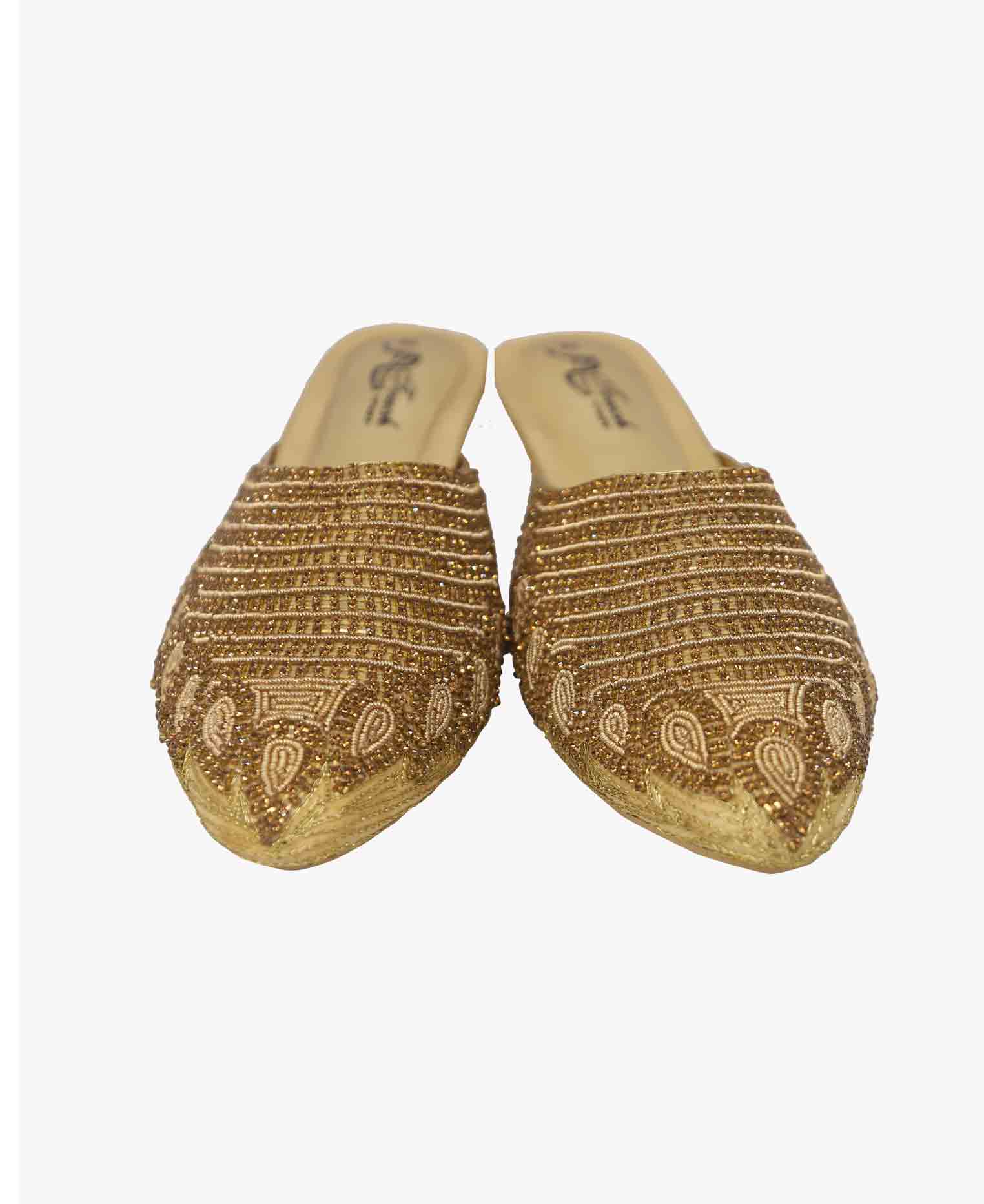 Golden artificial leather party Box heel   