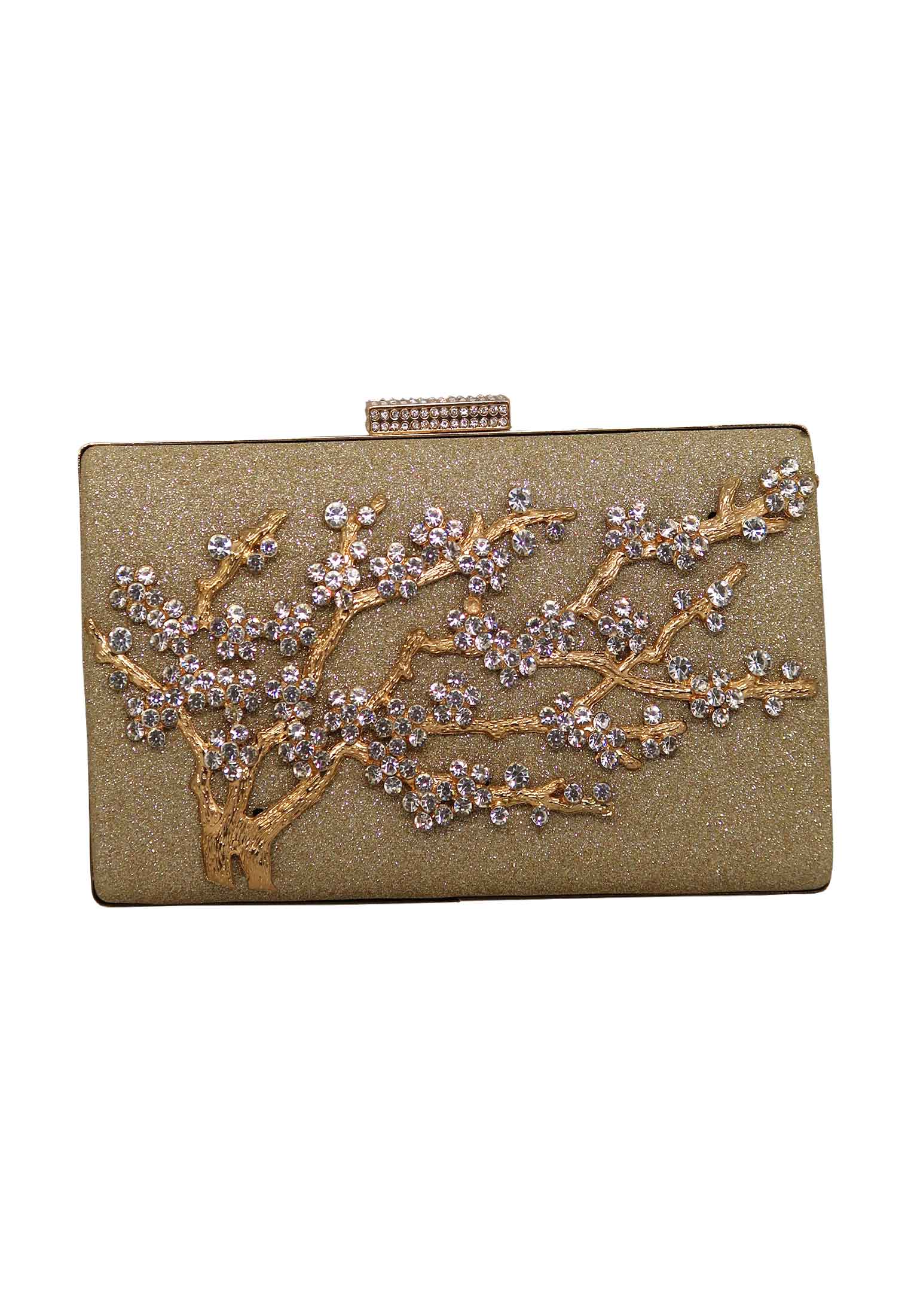 Golden artificial leather small Party bag