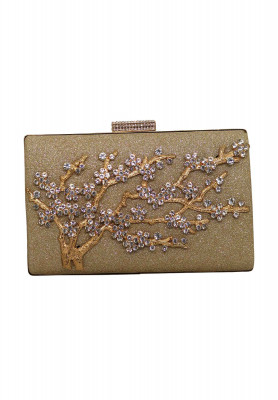 Golden artificial leather small Party bag