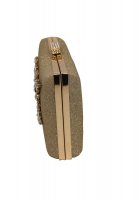 Golden artificial leather small Party bag