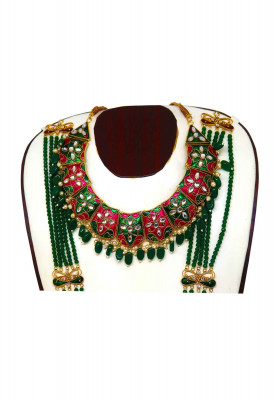 Mena work Necklace with seta har & Ear ring  