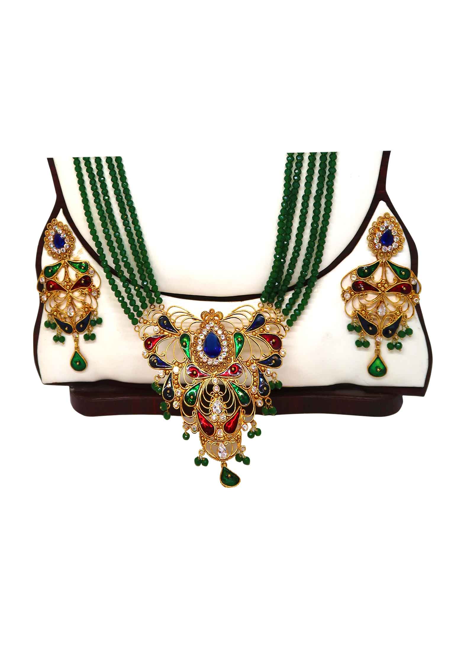 Mena work Necklace with seta har & Ear ring  