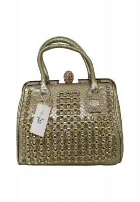 Golden artificial leather Party bag