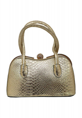 Golden artificial leather medium Party bag