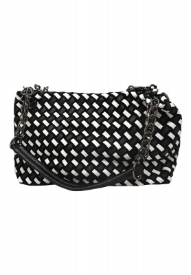 Black & white artificial leather Party bag