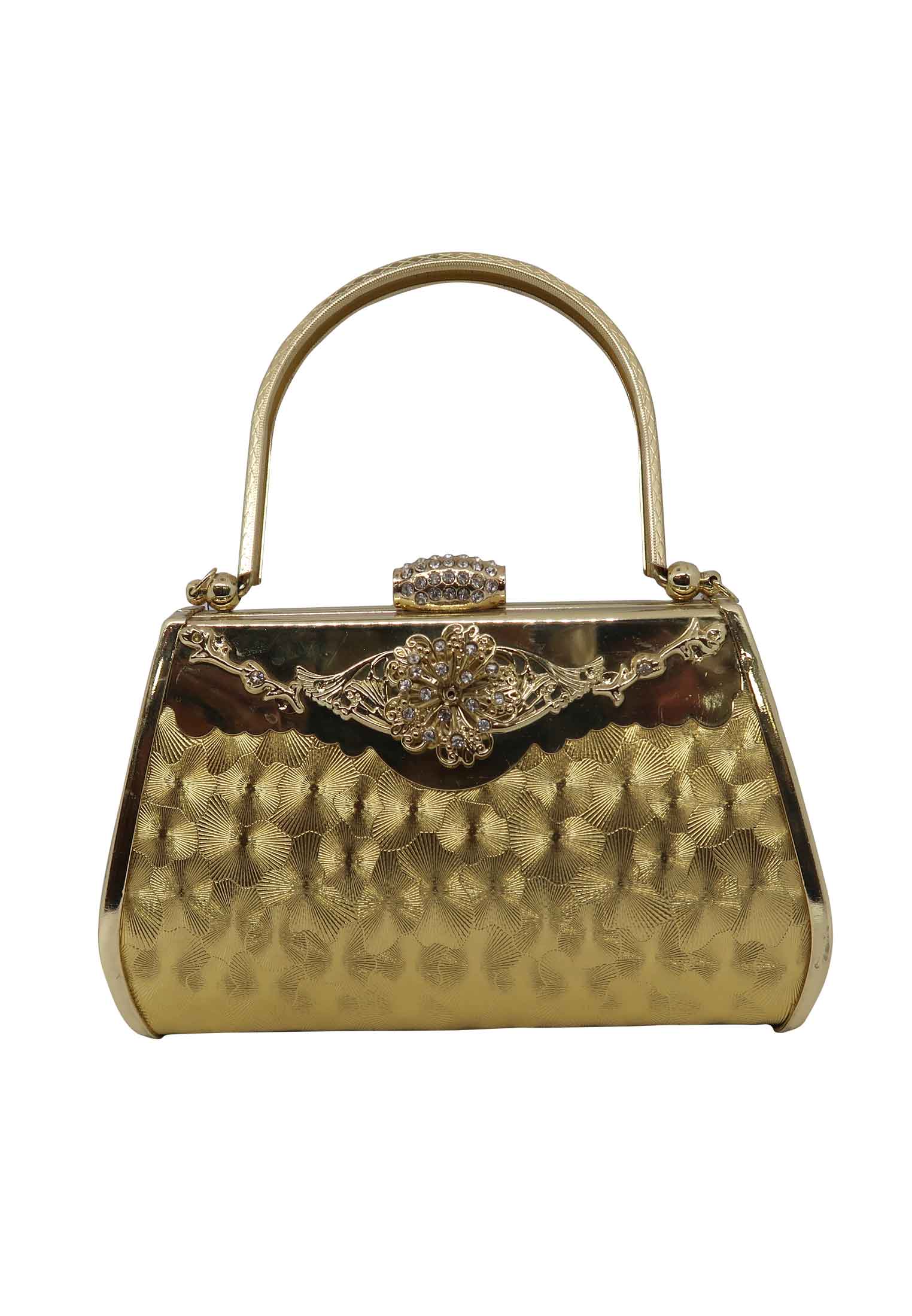 Golden metal stone work Wedding Party bag