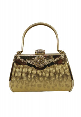 Golden metal stone work Wedding Party bag
