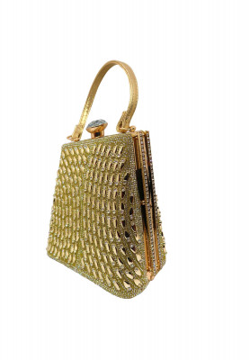 Golden stone work medium Wedding Party bag