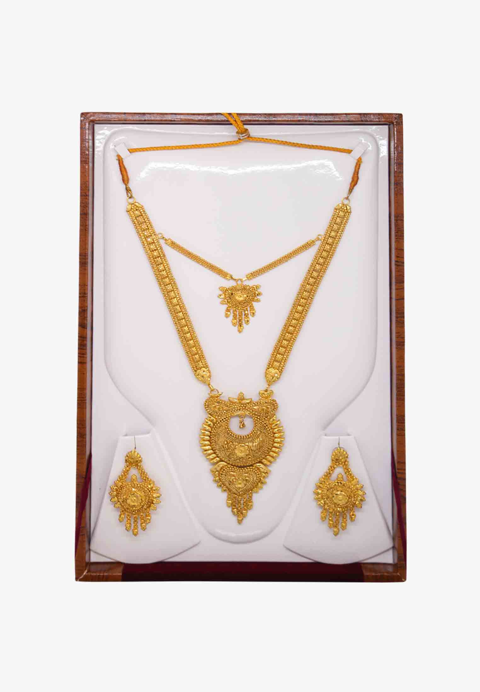 V Shaped Gold Work Bridal Necklace Set