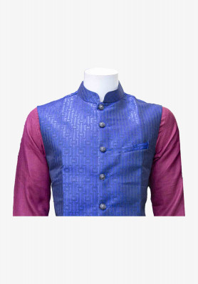 Indian Purple Panjabi with Blue koti
