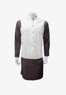 Indian Coffee Panjabi with off white koti