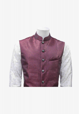 Indian White Panjabi with maroon koti