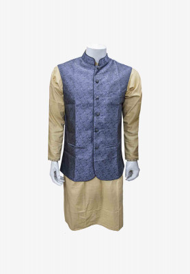 Indian Golden Panjabi with blue koti