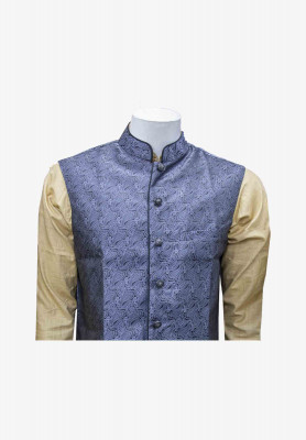 Indian Golden Panjabi with blue koti