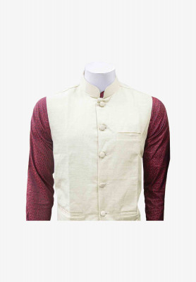  Indian Maroon Panjabi with off white Koti