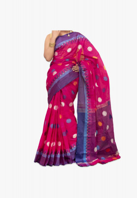 Magenta color Slick Cotton Saree