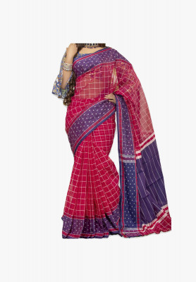 Magenta color Slick Cotton Saree