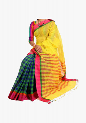  multicolor Slick Cotton Saree
