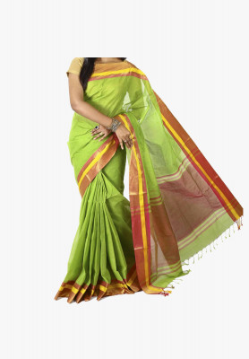 Green Slick Cotton Saree