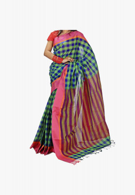 Multicolor Slick Cotton Saree