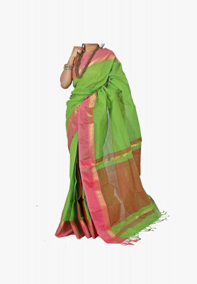 Light lemon Slick Cotton Saree