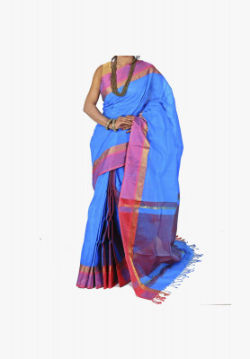 Light blue Slick Cotton Saree