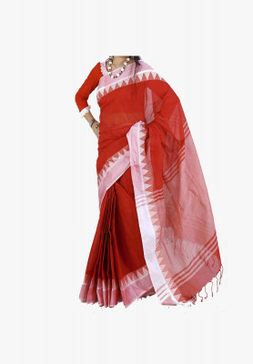 Red Slick Cotton Saree