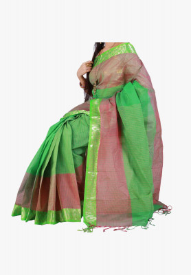 Green Slick Cotton Saree