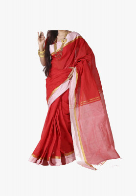 Red Slick Cotton Saree