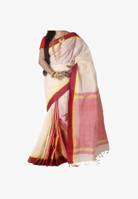 Off white Half Slick Cotton Saree