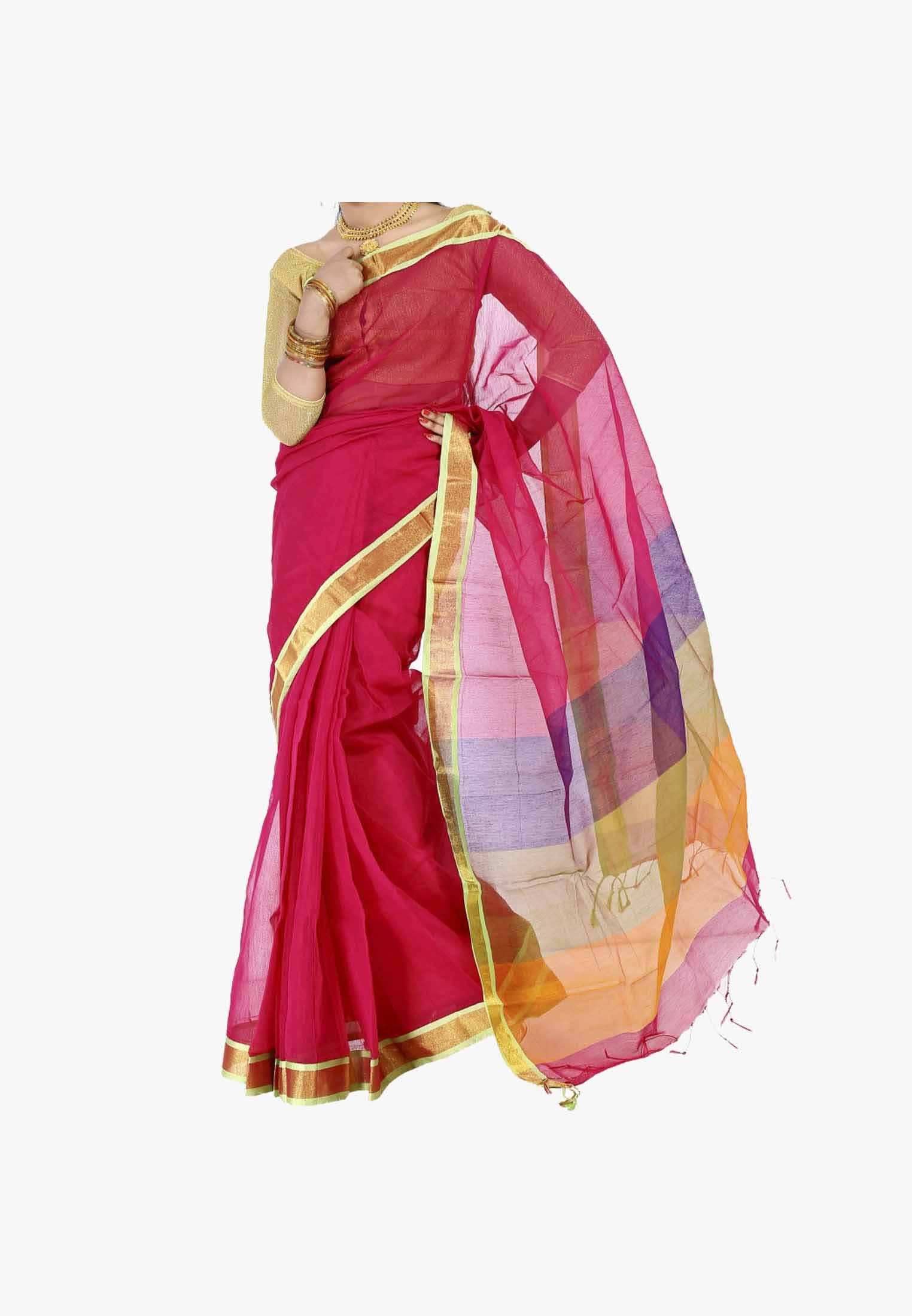 Maroon Slick Cotton Saree