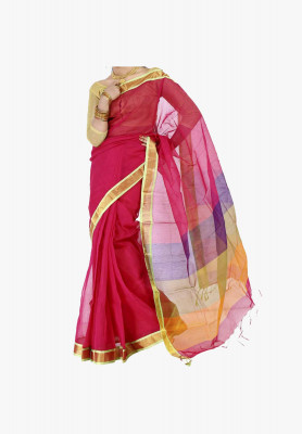 Maroon Slick Cotton Saree