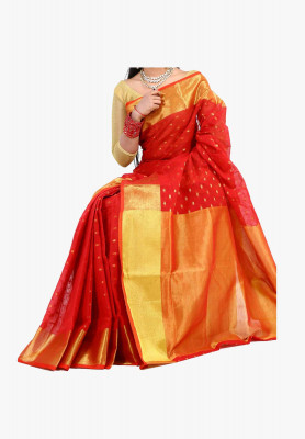 Red Slick Cotton Saree