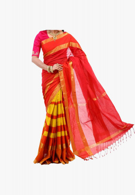 Red Slick Cotton Saree
