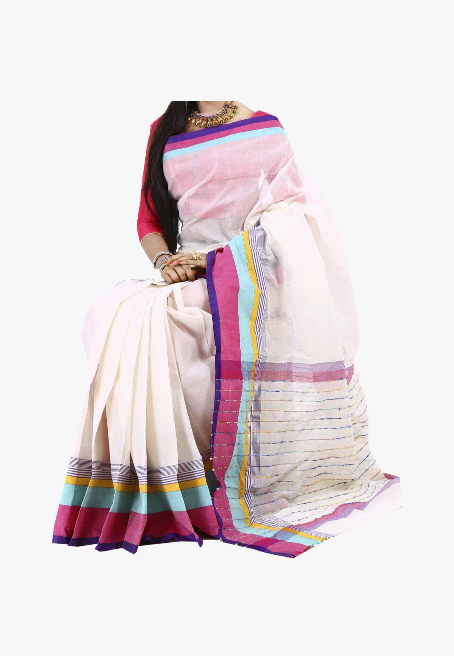 Multicolor Slick Cotton Saree