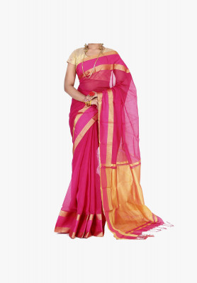Maroon color Slick Cotton Saree