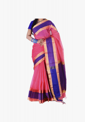Pink color Slick Cotton Saree