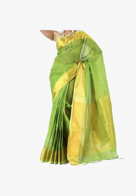 Green color Slick Cotton Saree