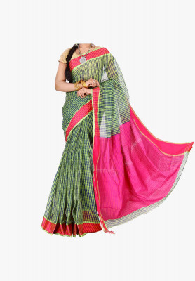 Green color Slick Cotton Saree