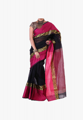 Black color Slick Cotton Saree