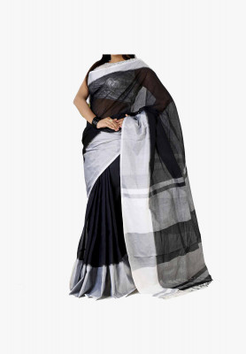 Black color Slick Cotton Saree