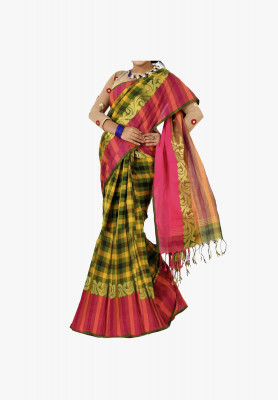 Multicolor Slick Cotton Saree