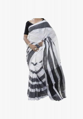 Black and white color Slick Cotton Saree