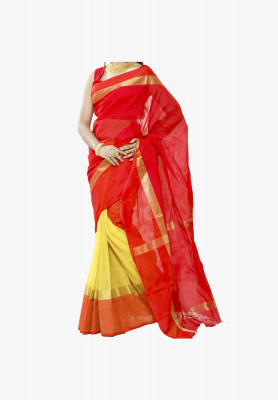 Red color Slick Cotton Saree