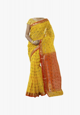 Yellow color Slick Cotton Saree