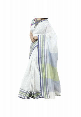white color cotton silk Saree