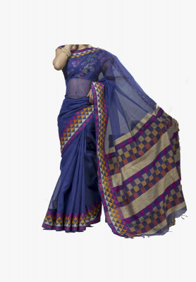 Blue color cotton silk Saree