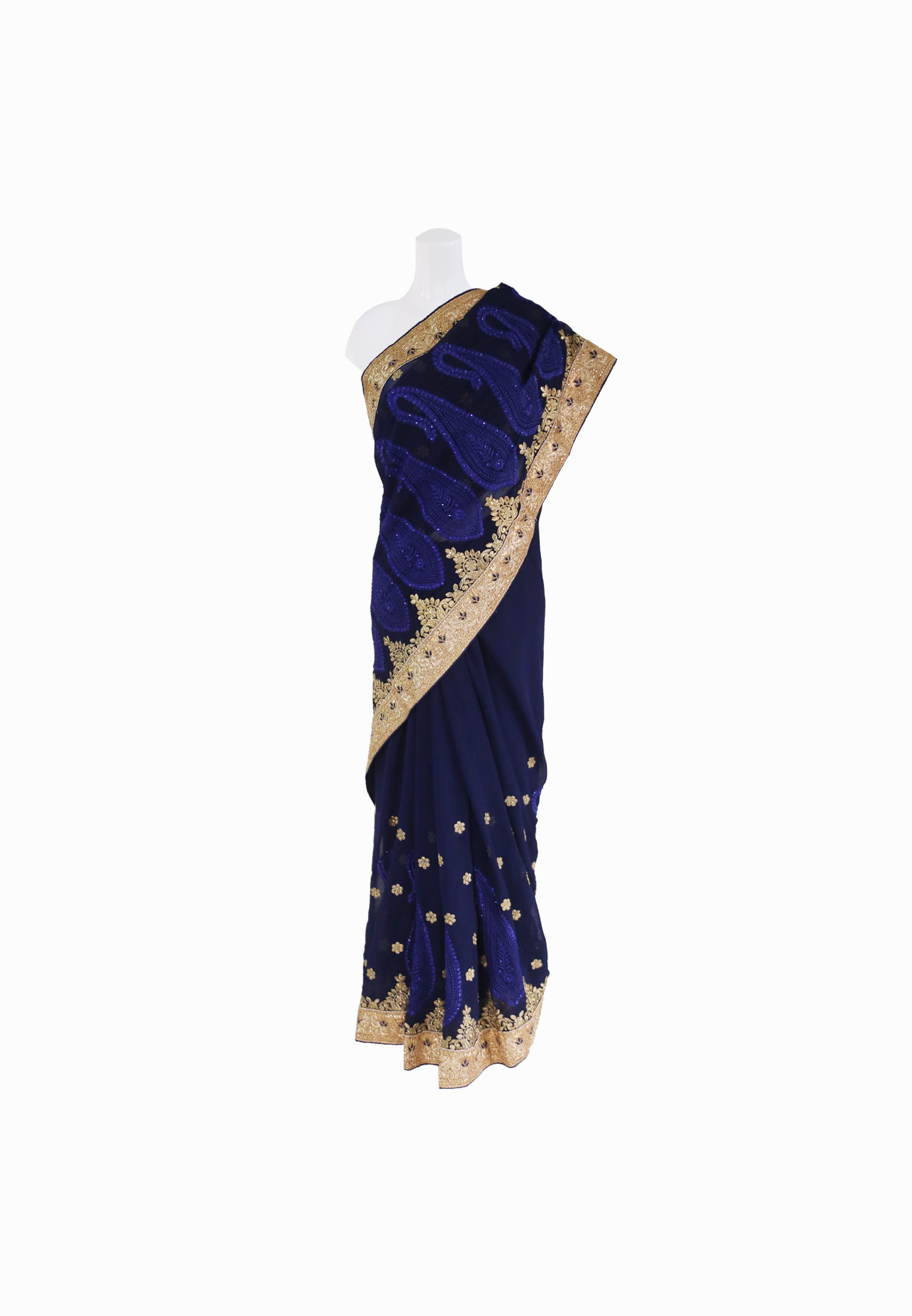 Navy Blue Georgette Saree