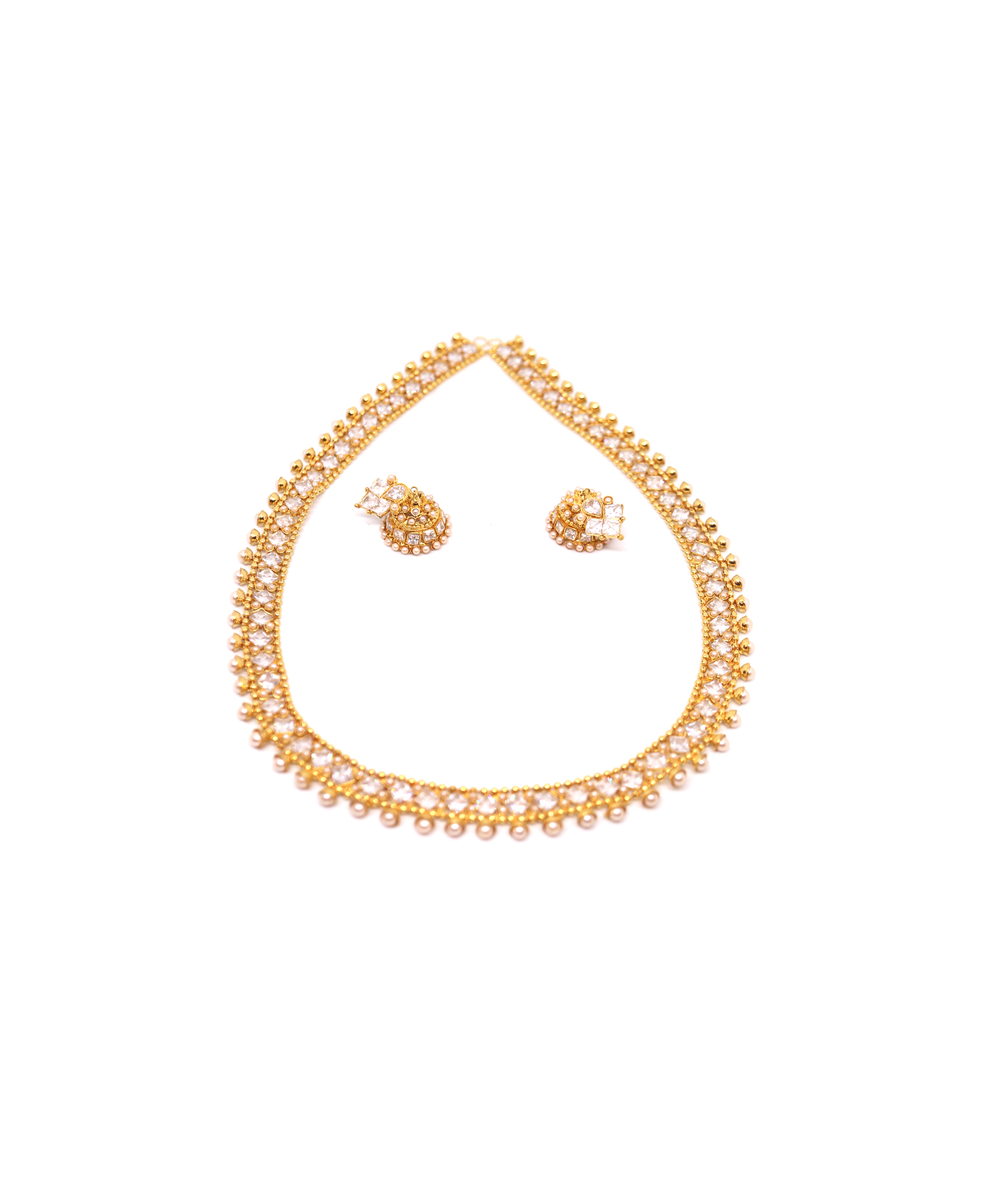 Gold Plate-Stone Sharee Belt Set 